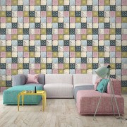 Designer Wallpaper - Antique Tin Tiles - Pastel 